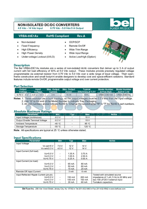 VRBA-03E1A_07 datasheet - NON-ISOLATED DC/DC CONVERTERS