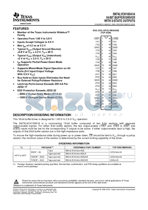 SN74LVCH16541A datasheet - 16-BIT BUFFER/DRIVER WITH 3-STATE OUTPUTS