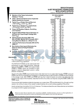 SN74LVCH16543ADGG datasheet - 16-BIT REGISTERED TRANSCEIVER WITH 3-STATE OUTPUTS