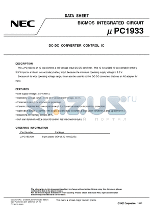 UPC1933GR datasheet - DC-DC CONVERTER CONTROL IC