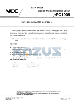 UPC1909 datasheet - SWITCHING REGULATOR CONTROL IC