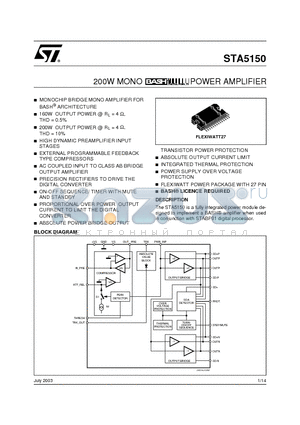 STA515 datasheet - 200W MONO BASH POWER AMPLIFIER