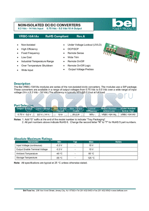 VRBC-10A1AL datasheet - NON-ISOLATED DC/DC CONVERTERS