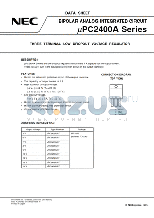 UPC2407AHF datasheet - THREE TERMINAL LOW DROPOUT VOLTAGE REGULATOR