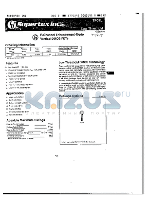 TP0702N3 datasheet - P-Channel Enhancement-Mode Vertical DMOS FETs