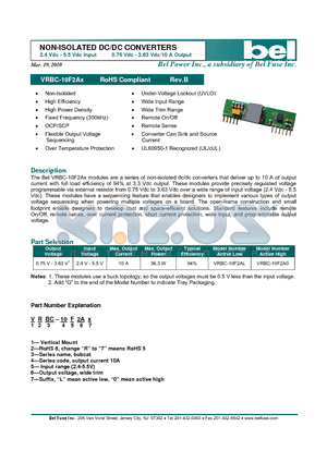 VRBC-10F2A datasheet - NON-ISOLATED DC/DC CONVERTERS