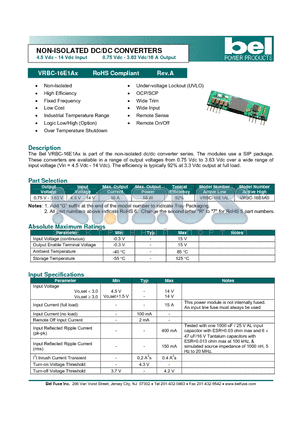 VRBC-16E1AL datasheet - NON-ISOLATED DC/DC CONVERTERS