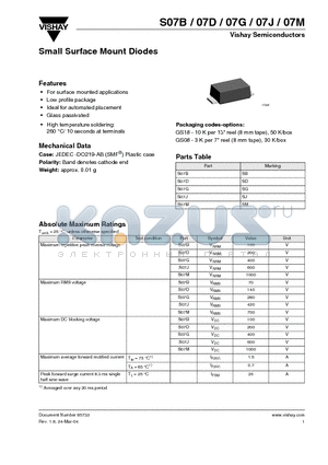 S07B datasheet - Small Surface Mount Diodes