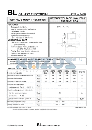 S07B datasheet - SURFACE MOUNT RECTIFIER