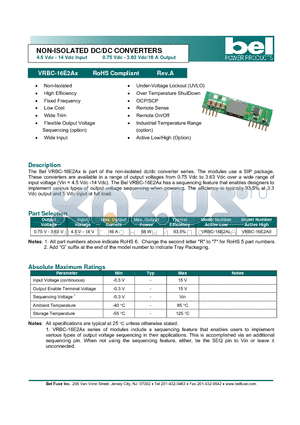 VRBC-16E2AL datasheet - NON-ISOLATED DC/DC CONVERTERS