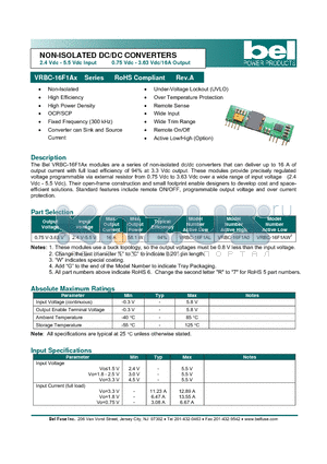 VRBC-16F1A datasheet - NON-ISOLATED DC/DC CONVERTERS