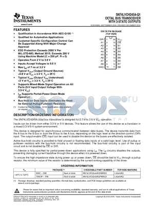 SN74LVCH245A-Q1 datasheet - OCTAL BUS TRANSCEIVER WITH 3-STATE OUTPUTS