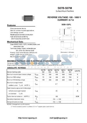 S07D datasheet - Surface Mount Rectifiers