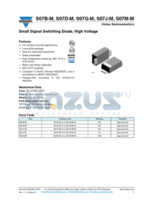 S07D-M datasheet - Small Signal Switching Diode, High Voltage