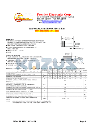 S07G-LFR datasheet - SURFACE MOUNT SILICON RECTIFIERS