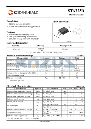 STA723D datasheet - PNP Silicon Transistor
