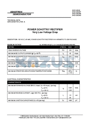 SHD124524 datasheet - POWER SCHOTTKY RECTIFIER Very Low Voltage Drop