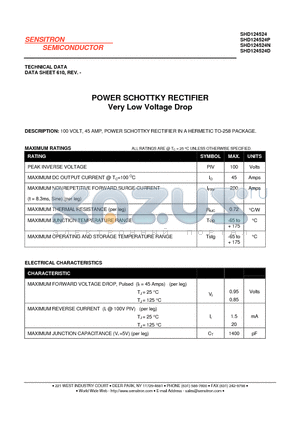 SHD124524N datasheet - POWER SCHOTTKY RECTIFIER