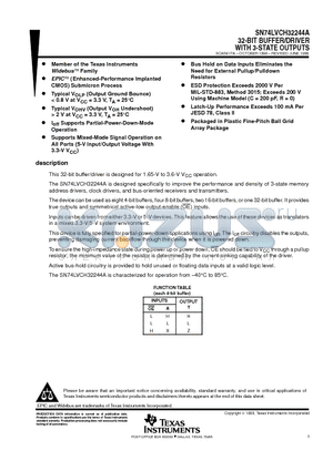 SN74LVCH32244AGKE datasheet - 32-BIT BUFFER/DRIVER WITH 3-STATE OUTPUTS