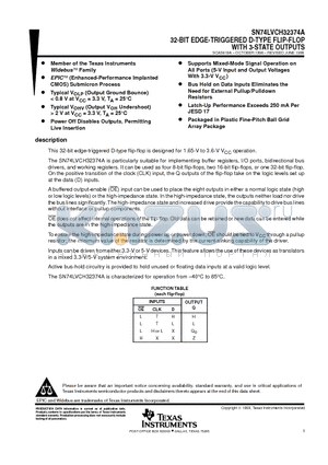 SN74LVCH32374AGKE datasheet - 32-BIT EDGE-TRIGGERED D-TYPE FLIP-FLOP WITH 3-STATE OUTPUTS