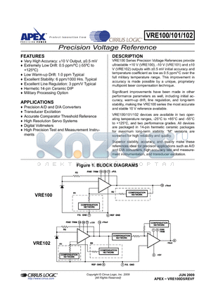 VRE101 datasheet - Precision Voltage Reference