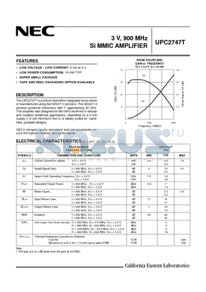 UPC2747 datasheet - 3 V, 900 MHz Si MMIC AMPLIFIER