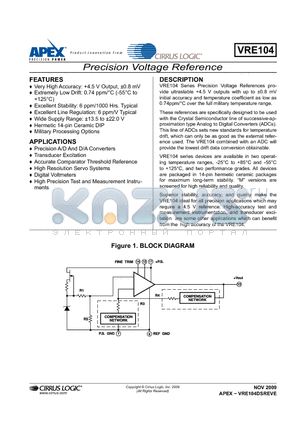 VRE104 datasheet - Precision Voltage Reference