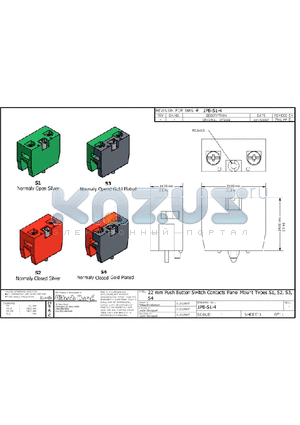 S1-4 datasheet - 22mm push button Switch Contacts Panel Mount Types S1,S2,S3,S4