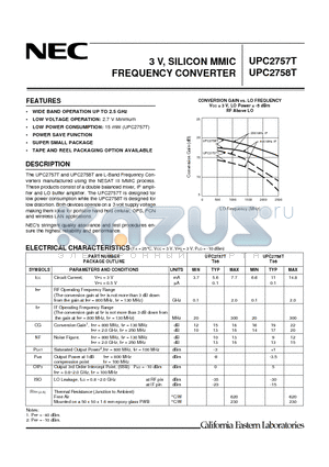UPC2757T datasheet - 3 V, SILICON MMIC FREQUENCY CONVERTER