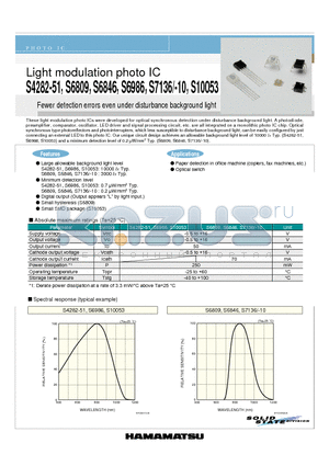 S10053 datasheet - Light modulation photo IC