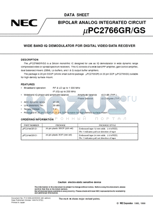 UPC2766GR datasheet - WIDE BAND IQ DEMODULATOR FOR DIGITAL VIDEO/DATA RECEIVER