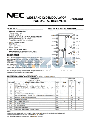 UPC2766GR datasheet - WIDEBAND IQ DEMODULATOR FOR DIGITAL RECEIVERS