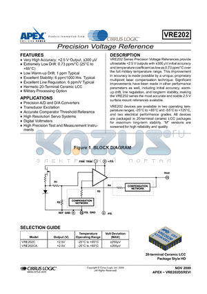 VRE202 datasheet - Precision Voltage Reference