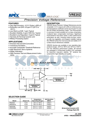 VRE202CA datasheet - Precision Voltage Reference