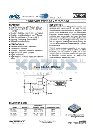 VRE205 datasheet - Precision Voltage Reference