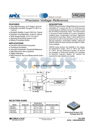 VRE205C datasheet - Precision Voltage Reference