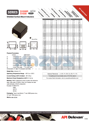 S1008R datasheet - Shielded Surface Mount Inductors