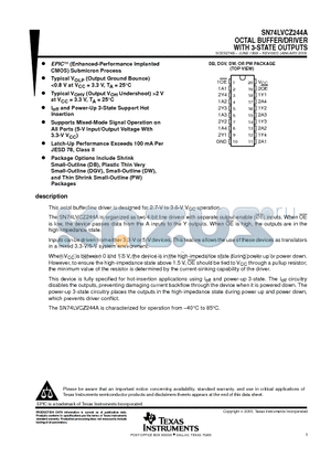 SN74LVCZ244ADW datasheet - OCTAL BUFFER/DRIVER WITH 3-STATE OUTPUTS