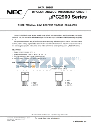 UPC2906HB datasheet - THREE TERMINAL LOW DROPOUT VOLTAGE REGULATOR