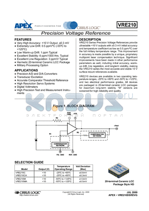 VRE210CA datasheet - Precision Voltage Reference