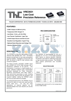 VRE3021A datasheet - Low Cost Precision Reference