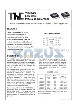 VRE3025 datasheet - Low Cost Precision Reference