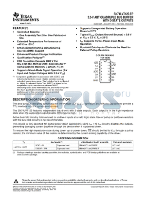 SN74LVT125-EP datasheet - 3.3-V ABT QUADRUPLE BUS BUFFER WITH 3-STATE OUTPUTS