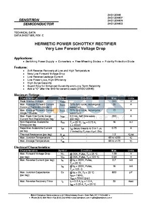 SHD125446N datasheet - HERMETIC POWER SCHOTTKY RECTIFIER Very Low Forward Voltage Drop