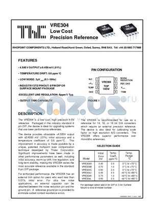 VRE304 datasheet - Low Cost Precision Reference