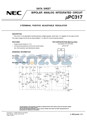UPC317HF datasheet - 3-TERMINAL POSITIVE ADJUSTABLE REGULATOR