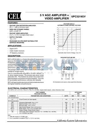 UPC3219GV datasheet - 5 V AGC AMPLIFIER  VIDEO AMPLIFIER