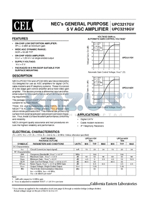 UPC3217GV datasheet - NECs GENERAL PURPOSE 5 V AGC AMPLIFIER