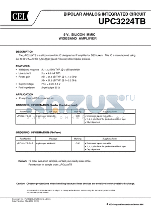 UPC3224TB-E3 datasheet - BIPOLAR ANALOG INTEGRATED CIRCUIT