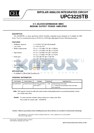 UPC3225TB-E3 datasheet - BIPOLAR ANALOG INTEGRATED CIRCUIT